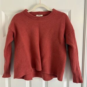 Madewell Rust Orange Merino Wool High Low Sweater